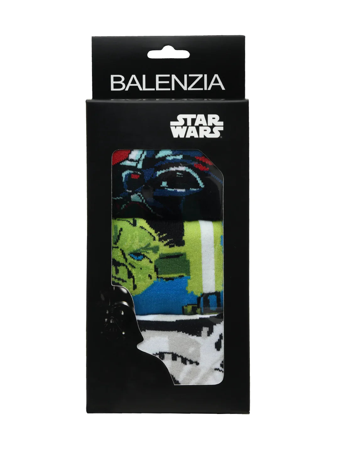 BALENZIA STAR WARS GIFT PACK FOR MEN - CLONE TROOPER, YODA, AND DARTH VADER-CREW SOCKS (BLACK) (PACK OF 3 PAIRS/1U)