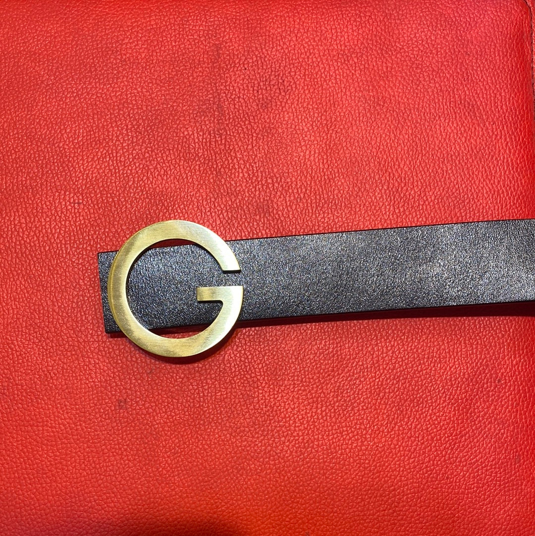 CUG GUC Gold Buckle Black Brown Strap Colour Double Side Unisex Belt 987498