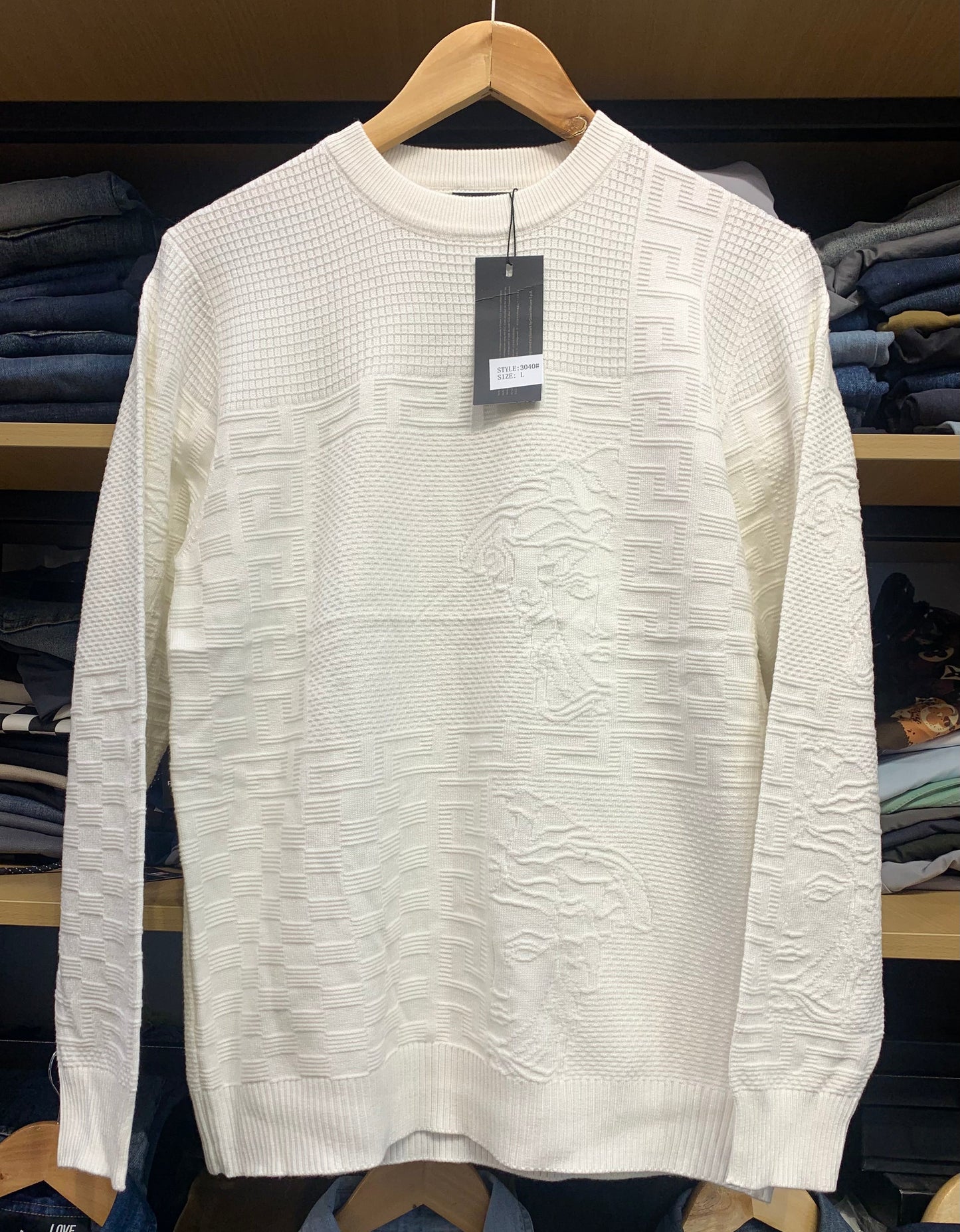VER REV White Colour With Ver Embroidery Premium Quality Sweater 3041