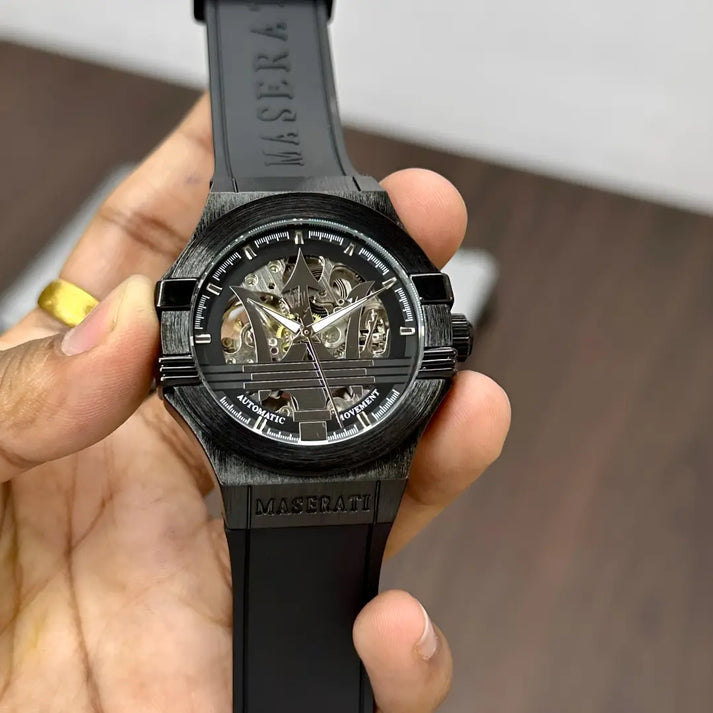 SAM MAS Black Silicone Strap Black Dial Automatic Men Watch 880021
