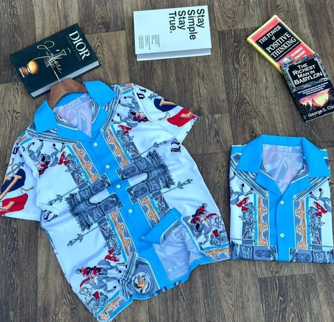 White Blue Colour Horse City Printed Premium Quality Half Sleeve Shirt 2811