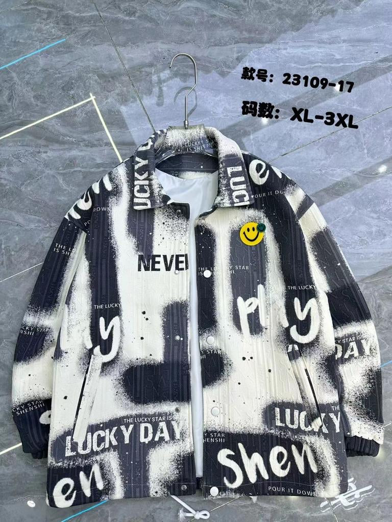 SFGY White Grey Colour Monogram Print Full Sleeve Jacket 2310917