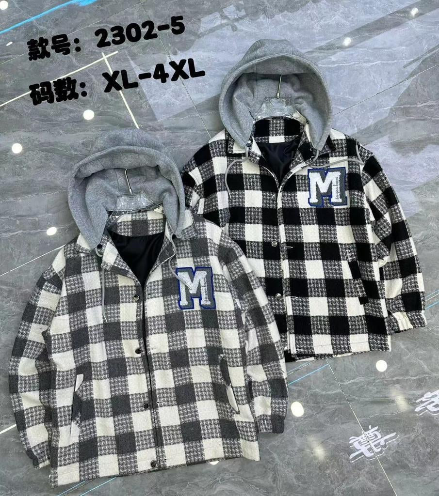 Black White Check Colour With Premium Quality Shirt With Hoodi 2302