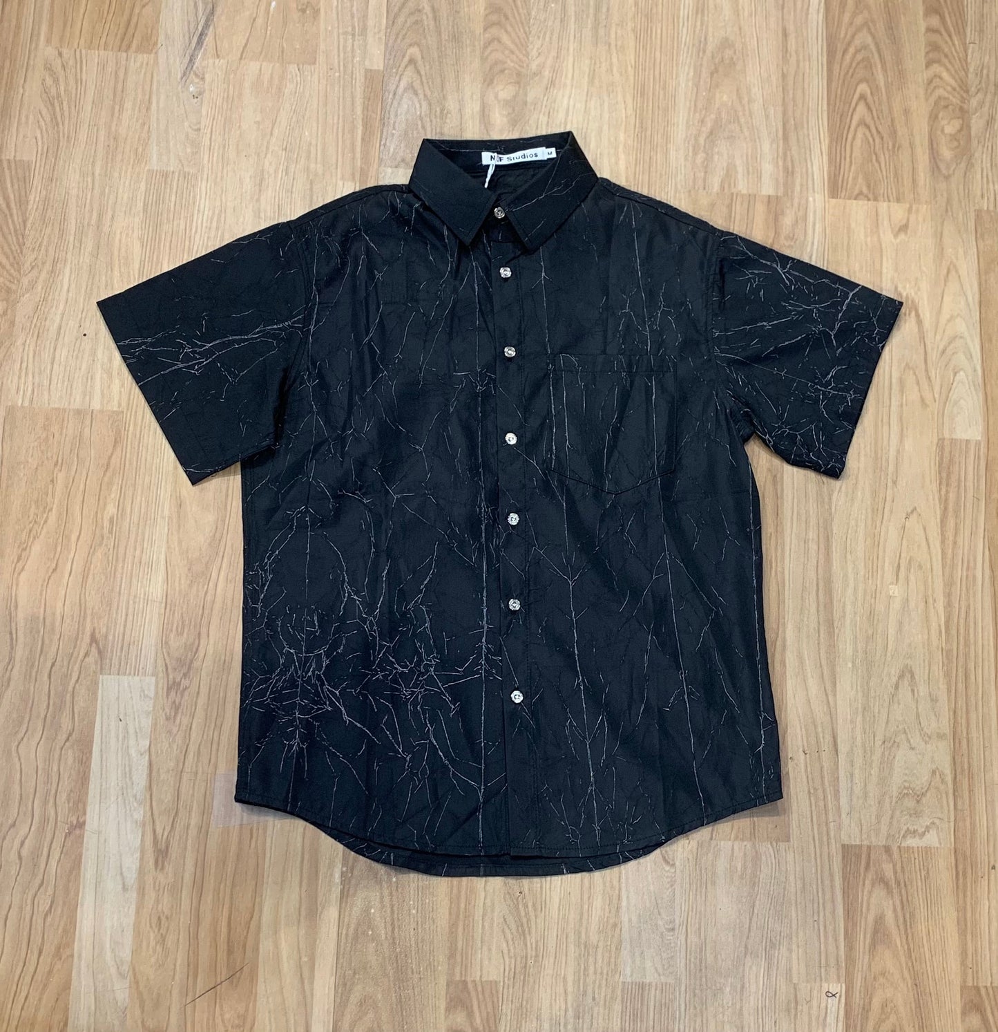 NF STUDIOS Black Colour With Line Design Premium Quality Half Sleeve Shirt 9328