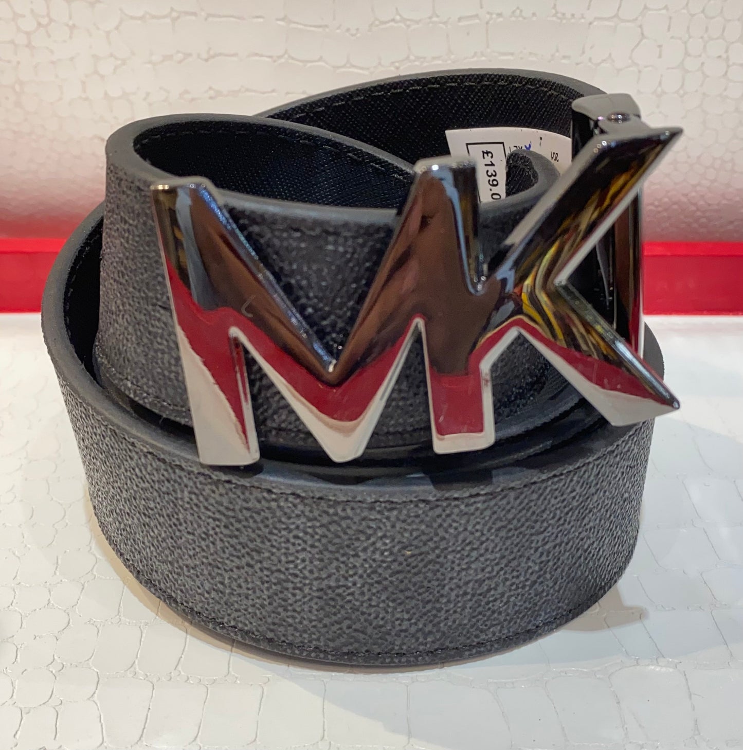 KM CIM Silver Buckle Black Belt 987537