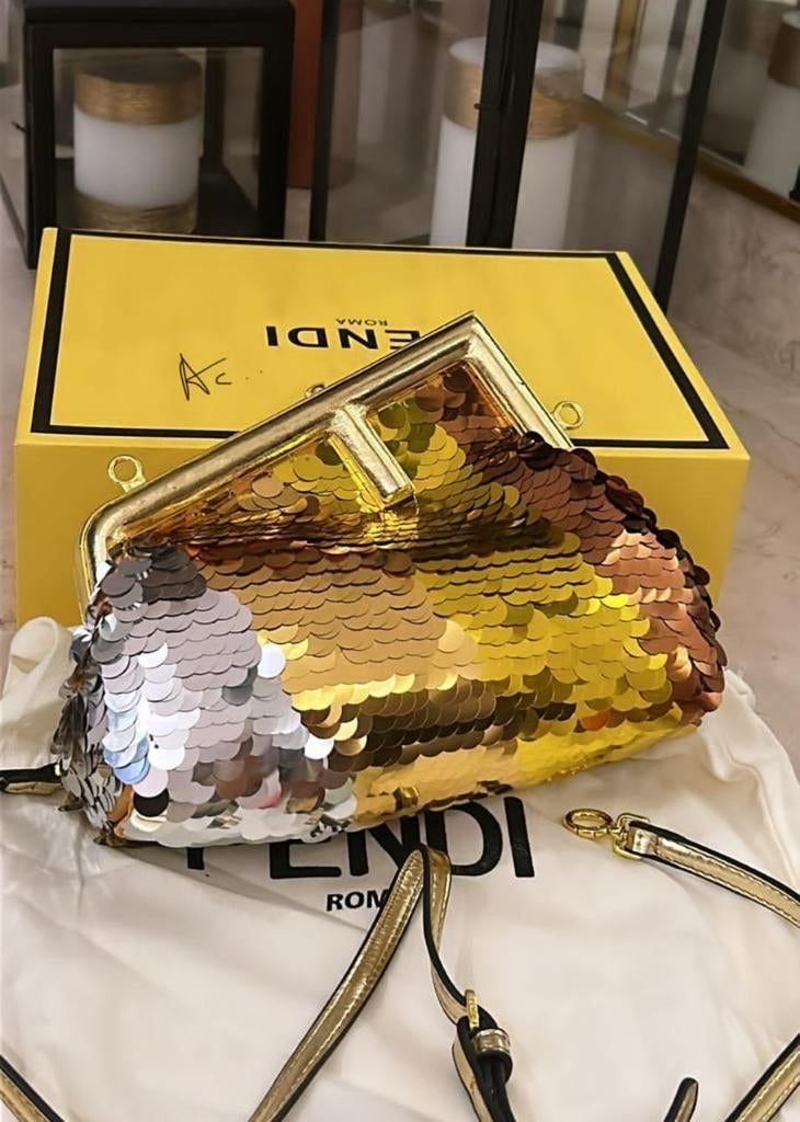 NEF Gold Sliver Brown Colour With Premium Quality Ladies Bag 142001