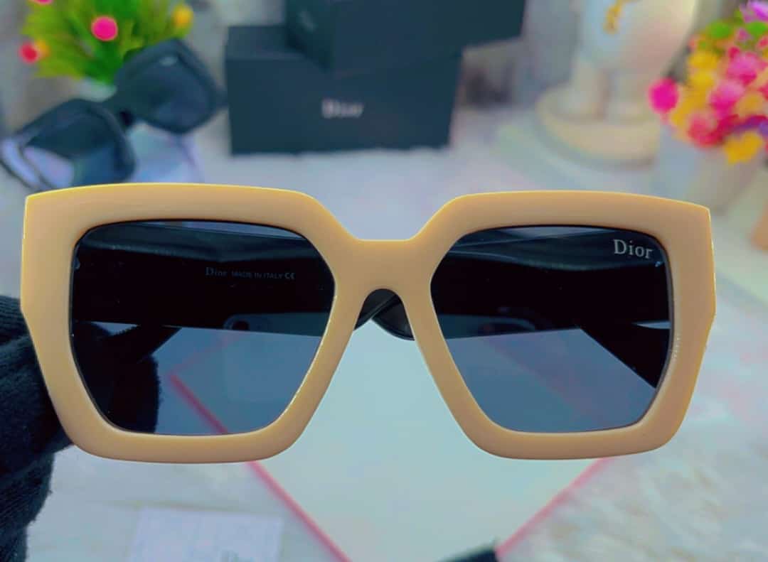 Oid Beige Frame Black Shade Unisex sunglasses