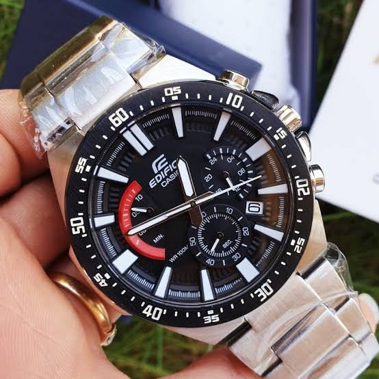 IDE Silver Chain Black Ring Black Dial Men's Watch 987942