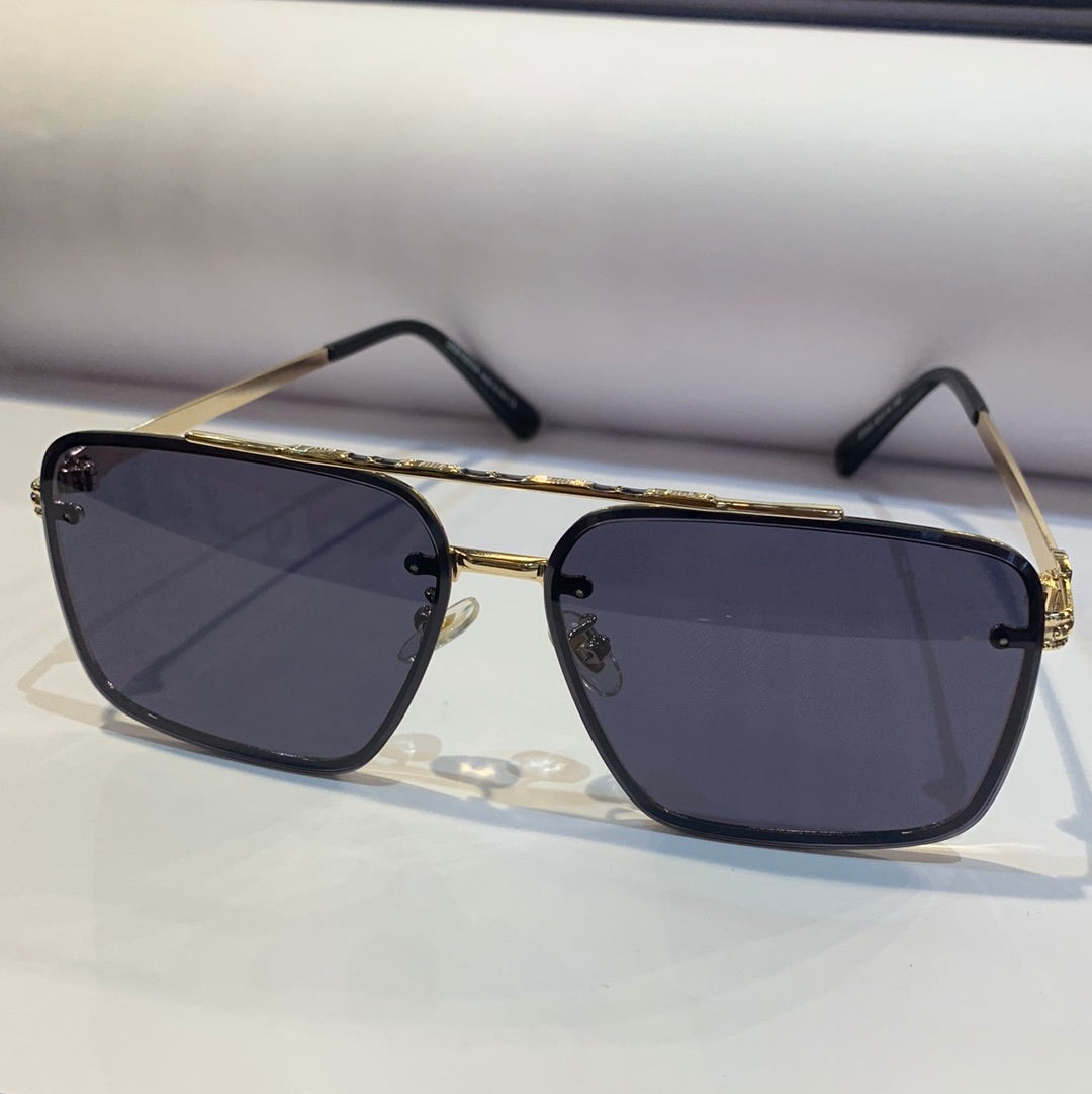 Uol Gold Frame Black Shade Unisex Sunglasses 22332 60 14 142