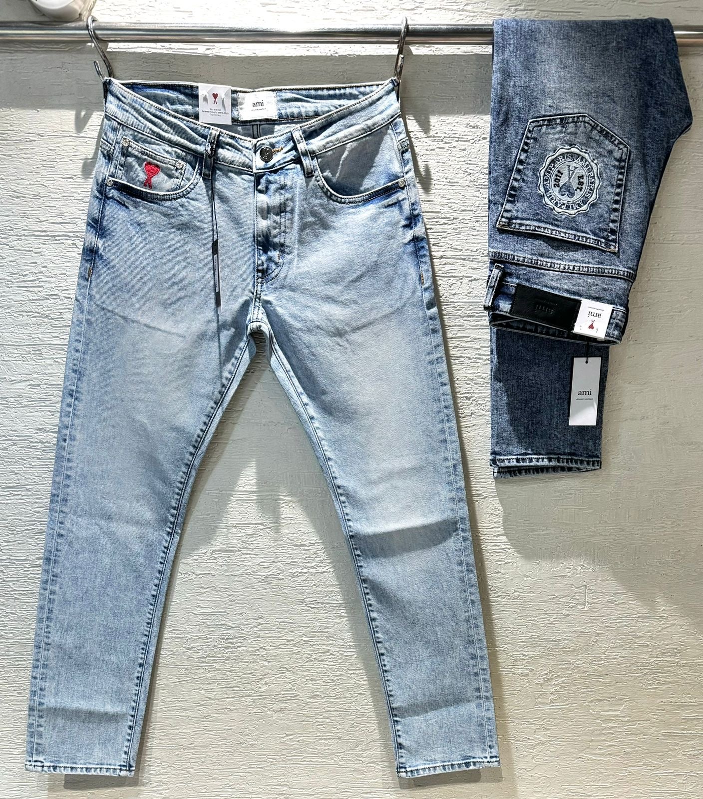 IMA Faded Blue Colour With Back Pocket Embroidery Premium Quality Slim Fit Jeans 63684