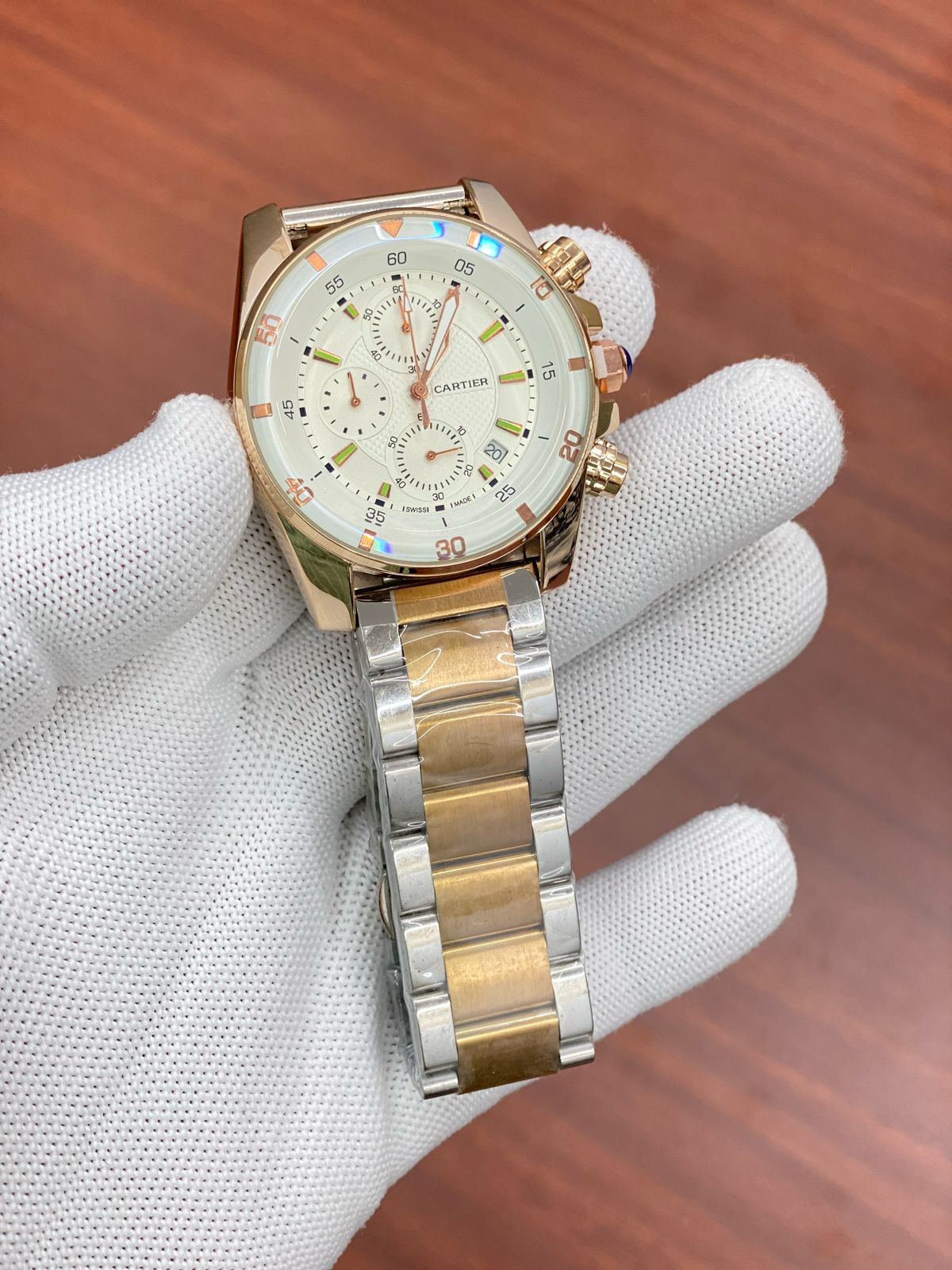 Rac Copper Silver Chain Copper Ring White Dial Men Watch 987780