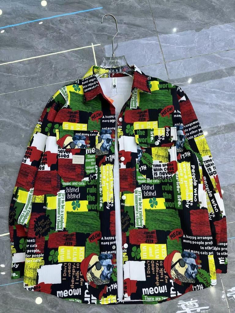 Unique Design Multi Colour Printed Full Sleeve Shacket T603