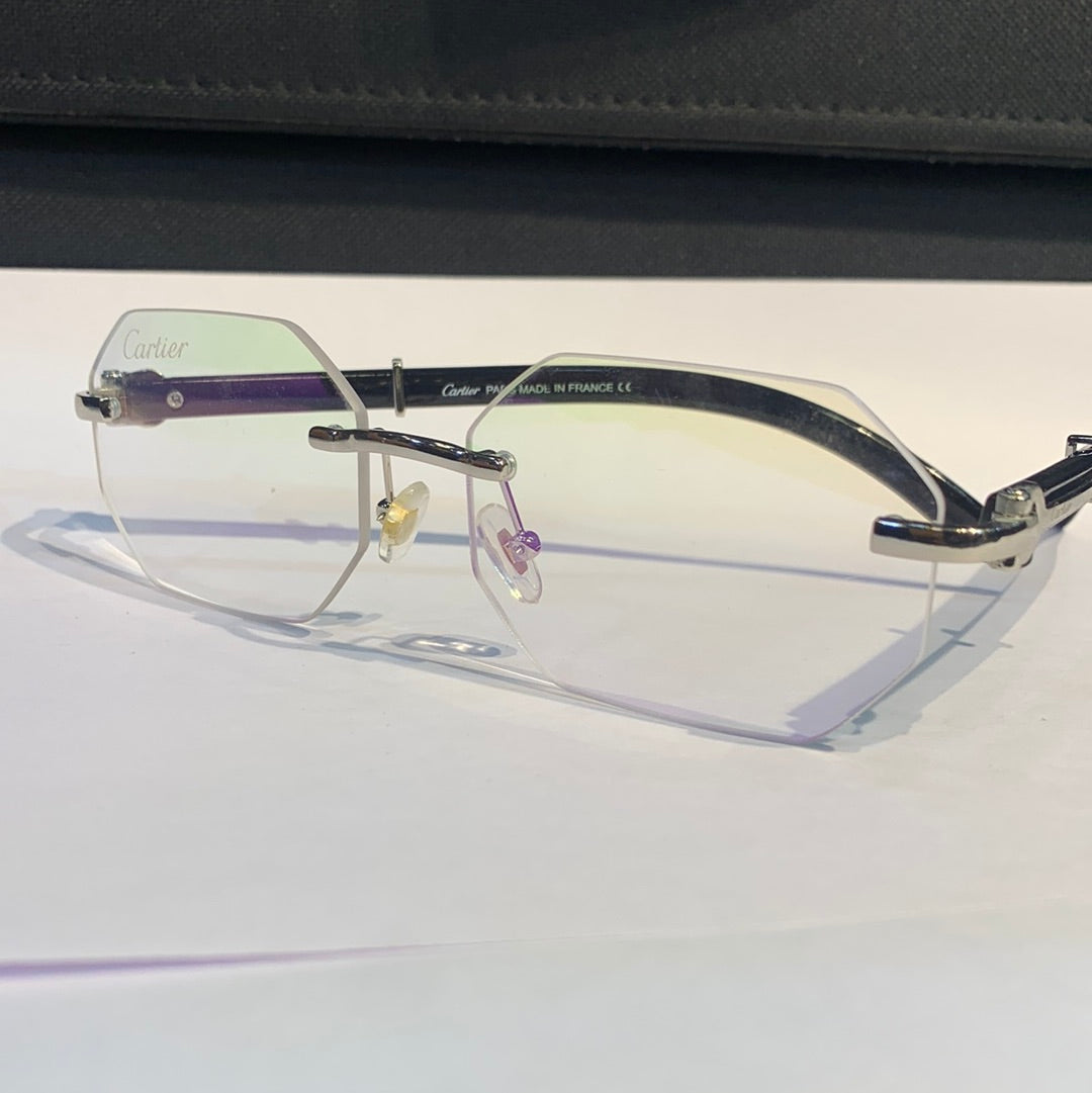 Rac Frameless Transparent Shade Silver Black Stick Colour Unisex Sunglass SUN019
