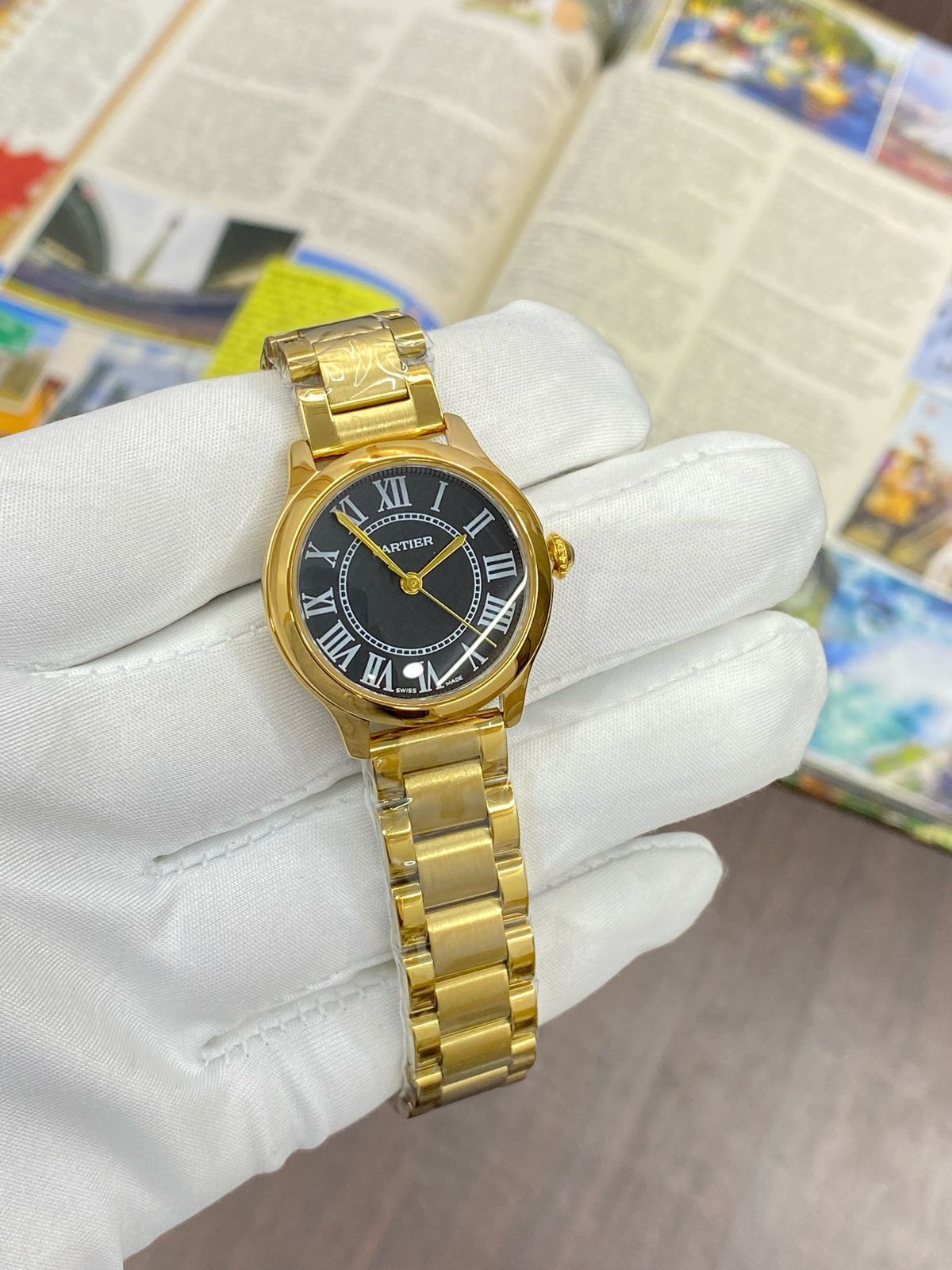 Rac Gold Chain Black Dial Ladies Watch 901796