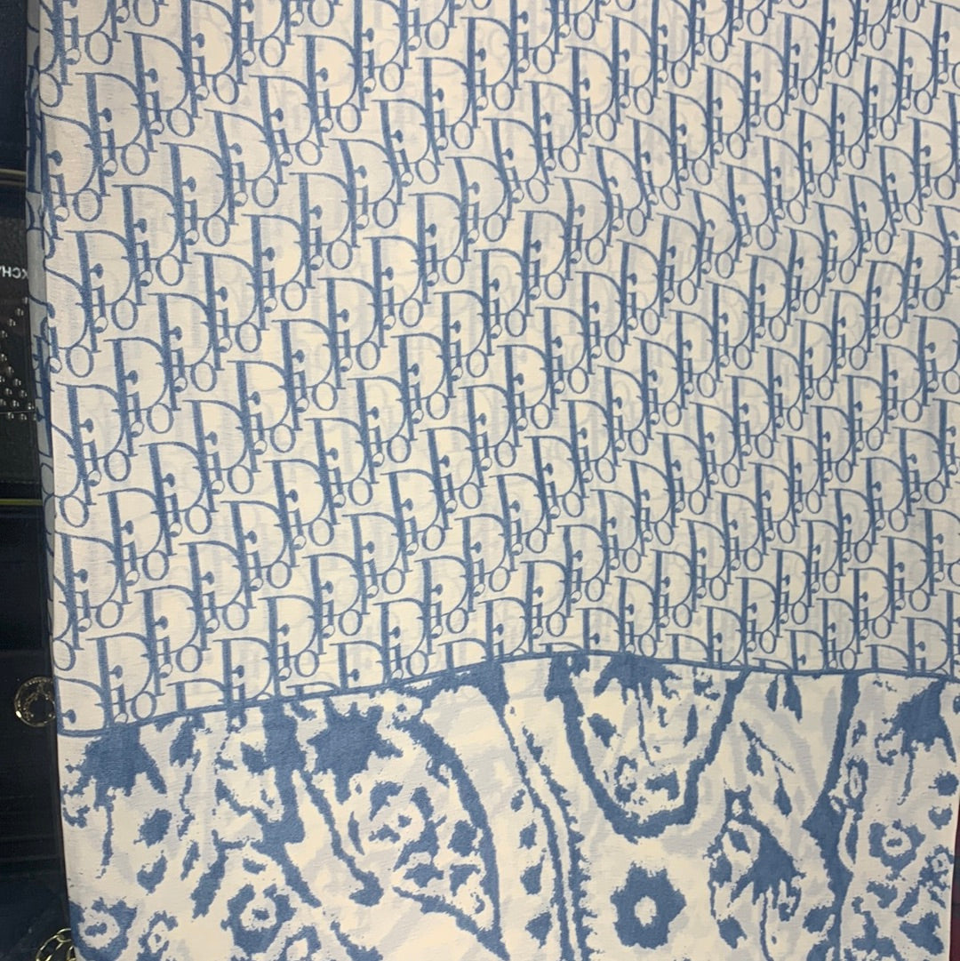 Oid Blue White Colour Oid Print Unisex Stole 987408