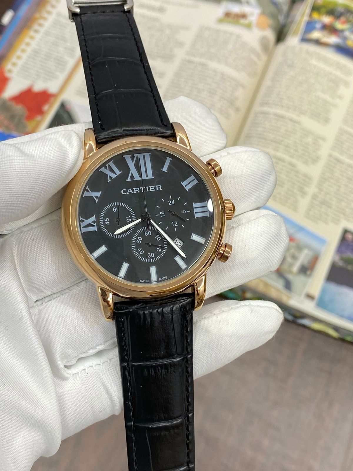 Rac Black Strap Black Dial Copper Ring Chrono Working Men Watch 901780