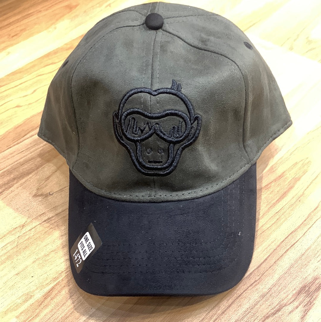 BRU Monkey Green Black Colour Velvet Fabric Cap 13229