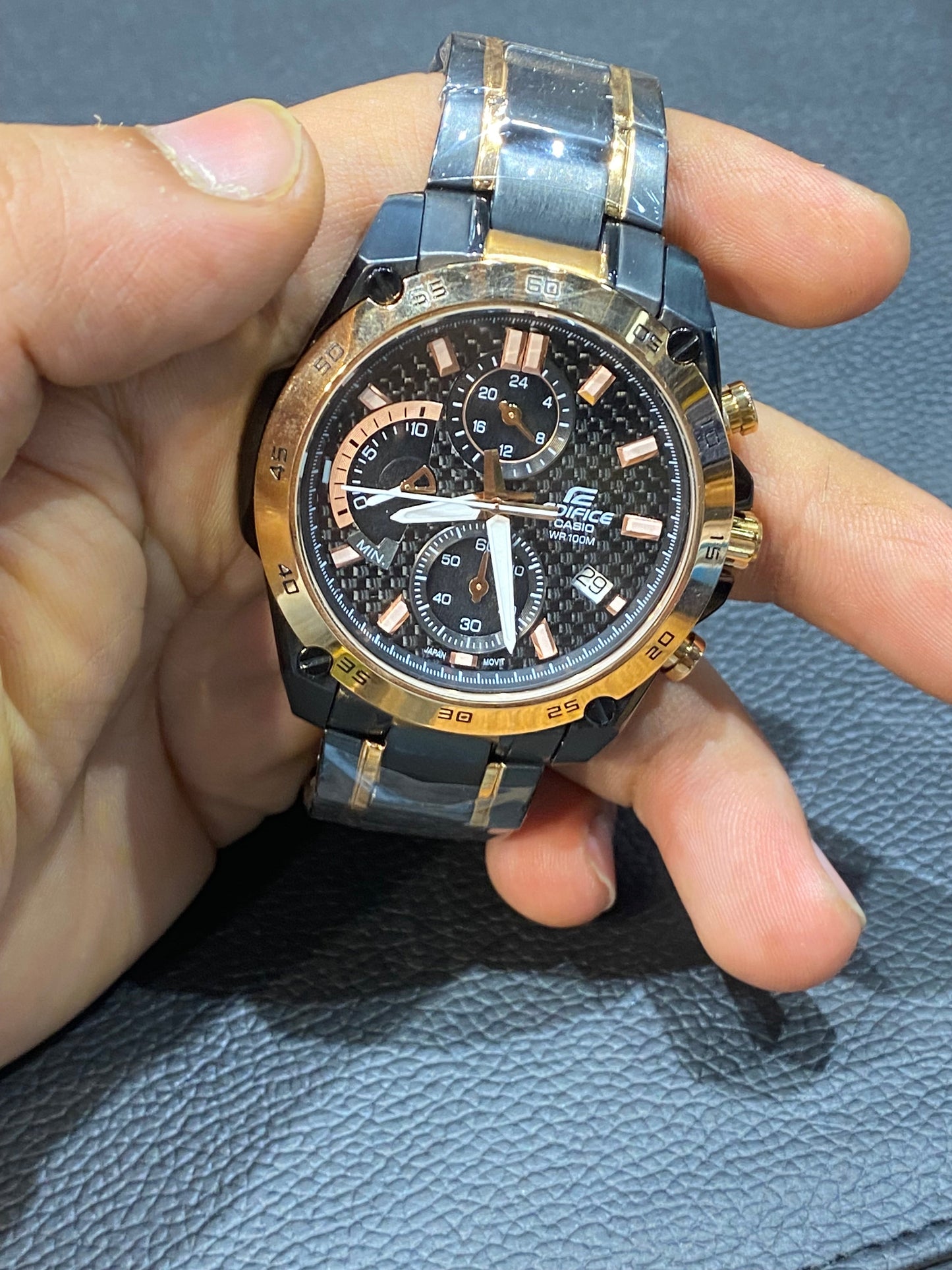 IDE Black Copper Chain Copper Ring Black Dial Men's Watch 987946