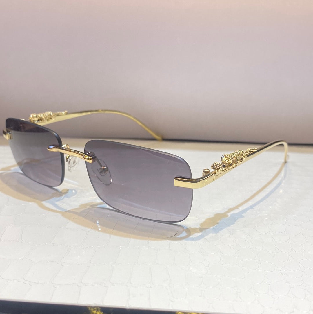 Rac Frameless Black Shade Gold Stick Unisex Sunglasses