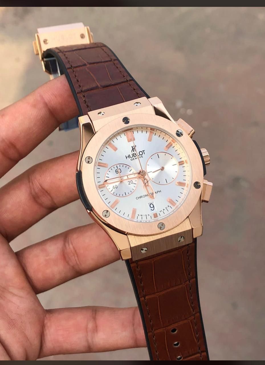 But Brown Strap White Dial Men Watch 901738