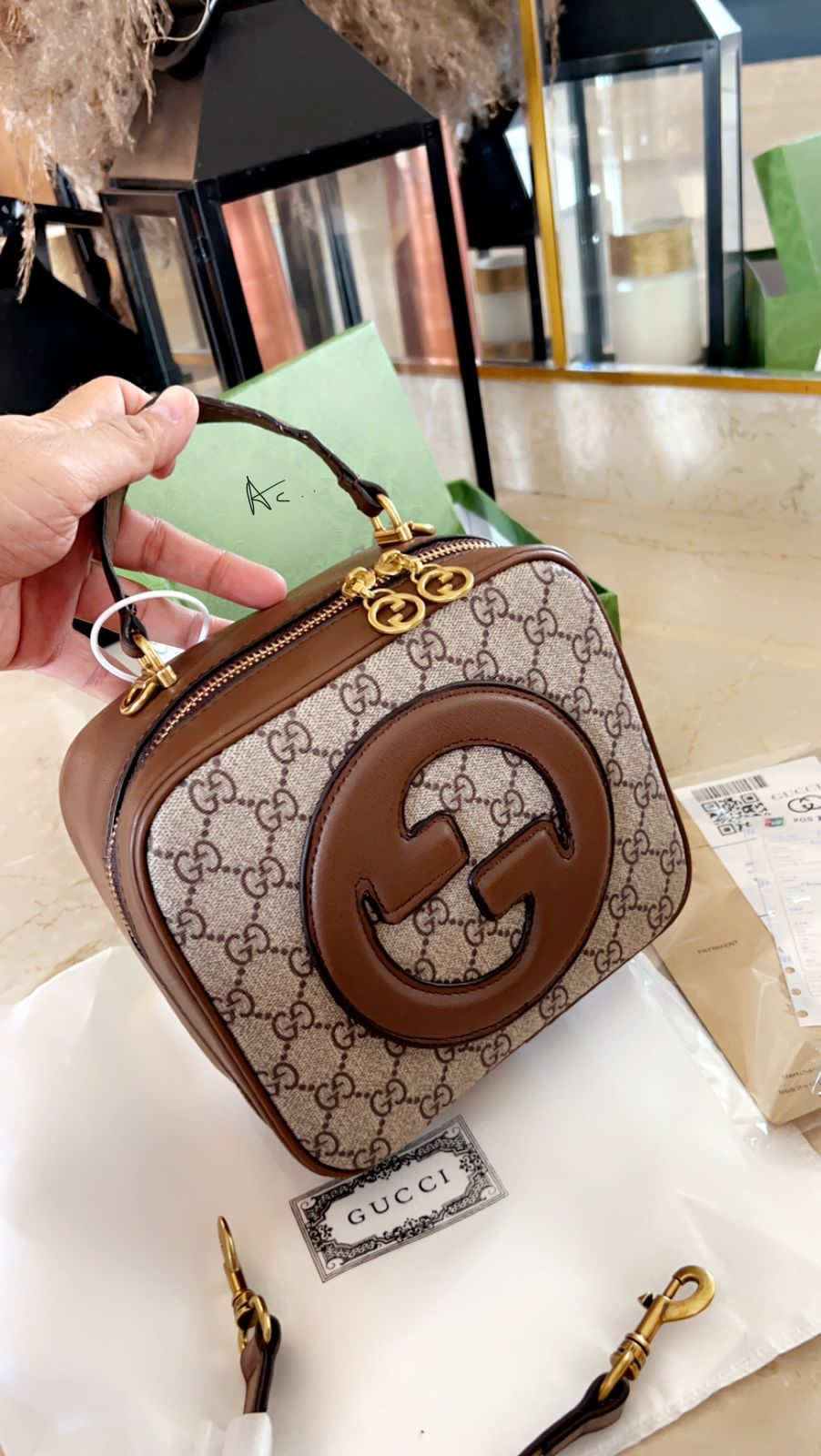 CUG Brown Colour With Monogram Premium Quality Small Camera Ladies Handbag 86011