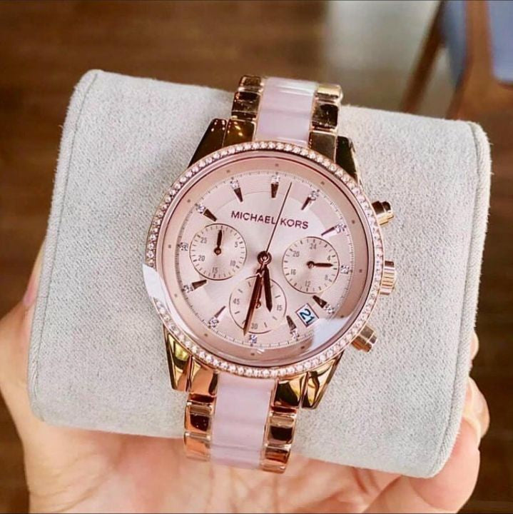 Cim Copper Peach Ceramic Chain Ladies Watch 400390
