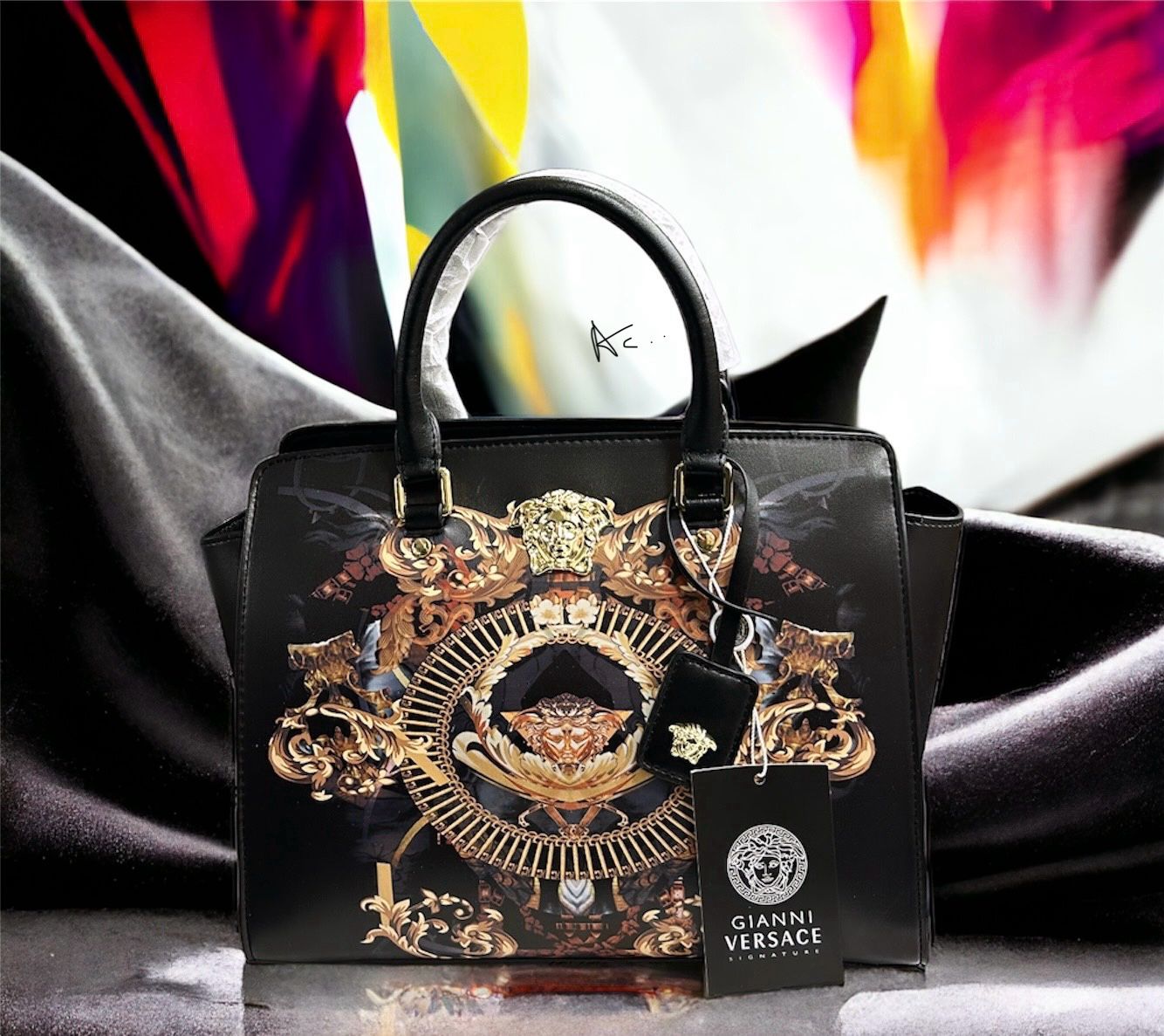 Rev Black Colour Tiger Print Ladies Hand Bag 2478