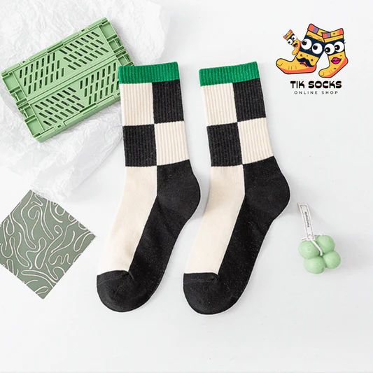 White Black Check Pattern Imported Unisex Socks 987724