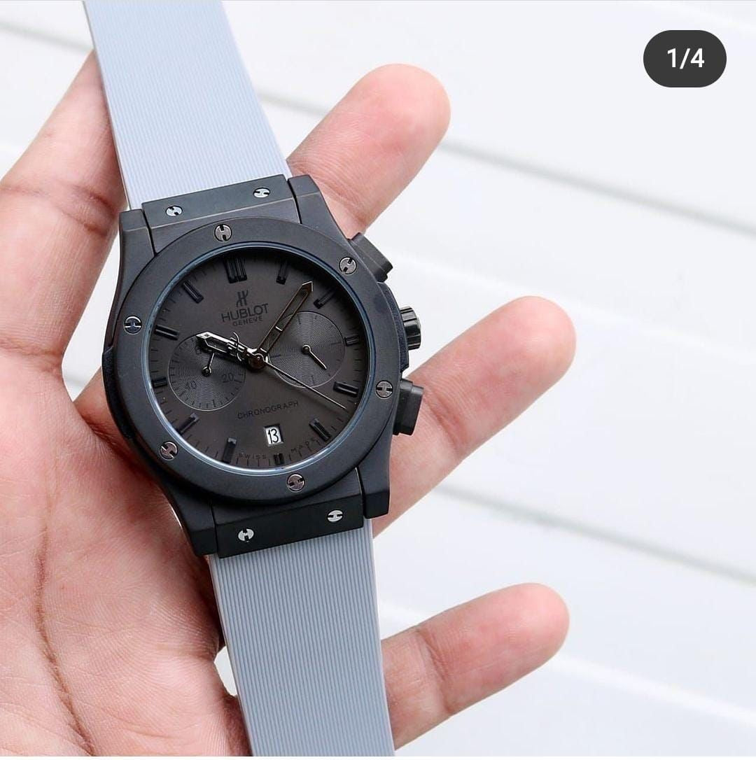 Buh Grey Silicone Strap Black Dial Men Watch 901709