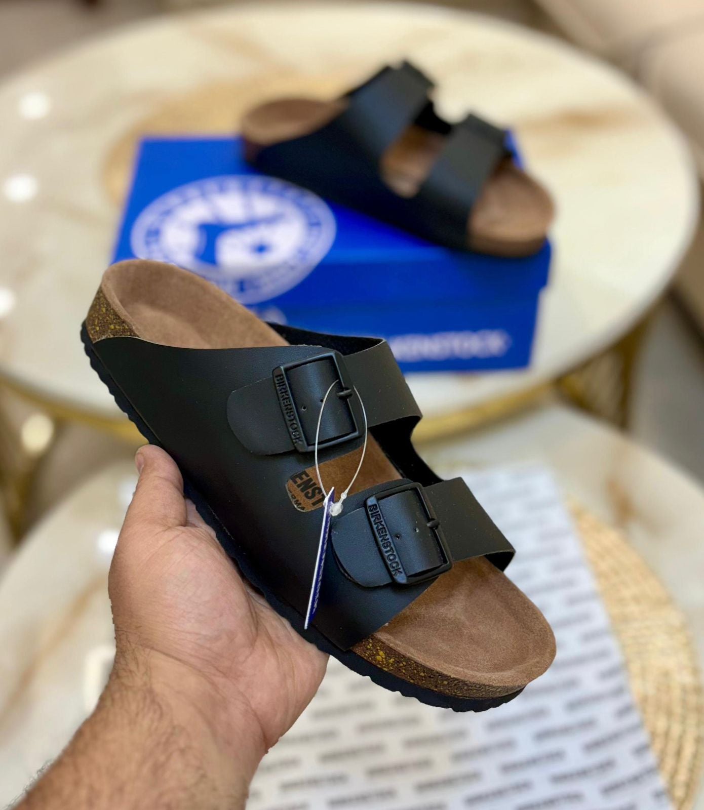 RIB BIR Black Brown Colour Leather Slipper 987955