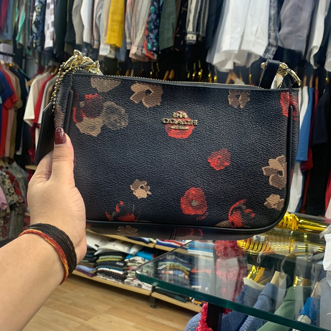 AOC Black Colour Flower Print Ladies Sling Bag 999904