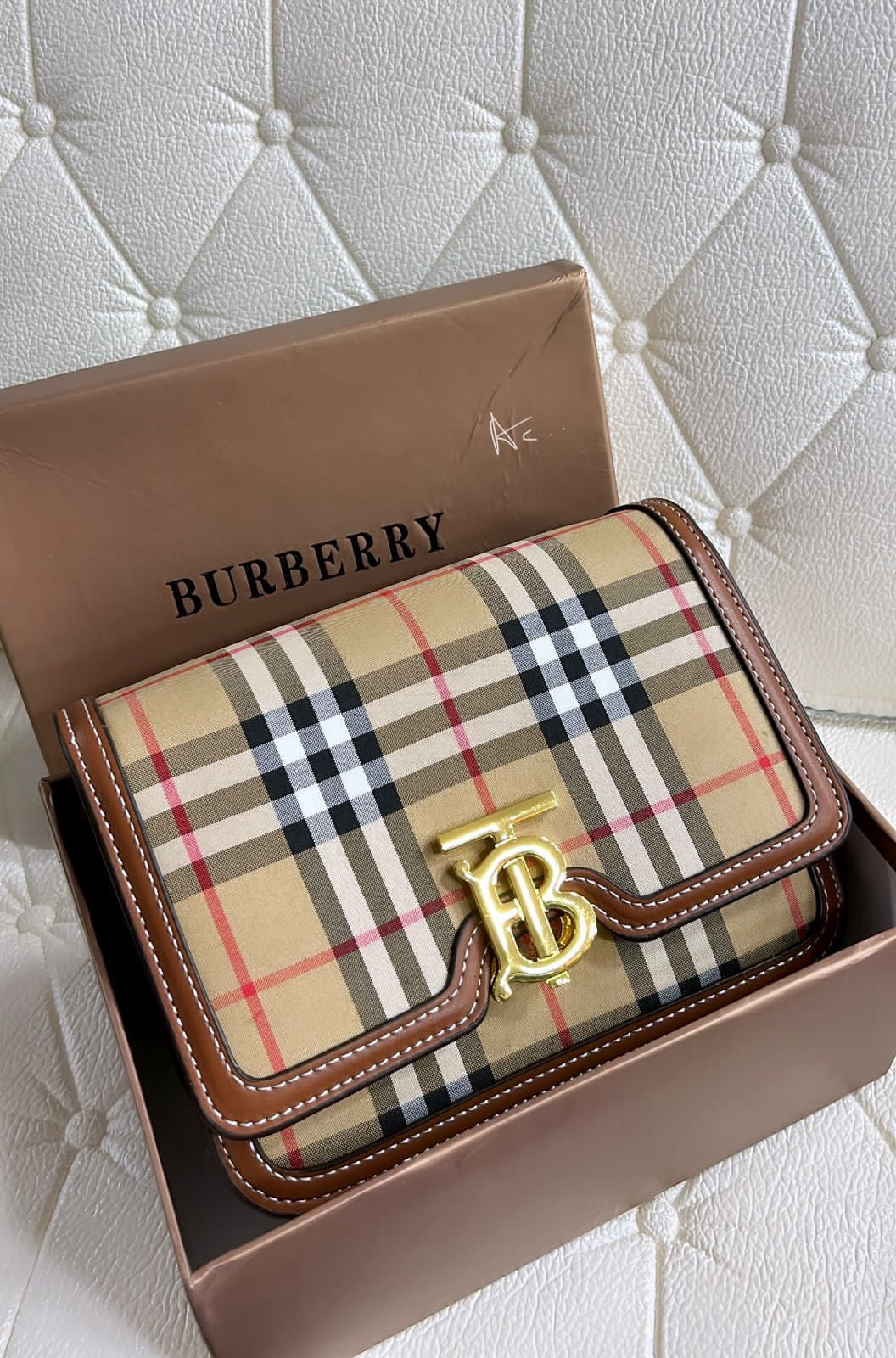 Rub Brown Colour Tb Logo Ladies Sling Bag 8001