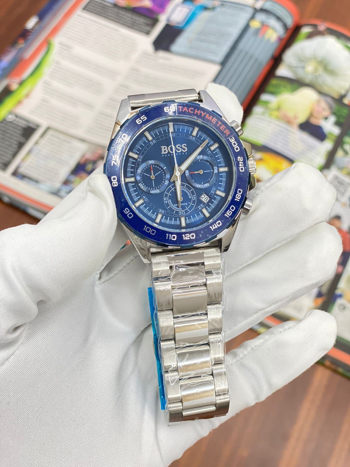 Sob Silver Chain Blue Ring Blue Dial Chronograph Working Men Watch 901513