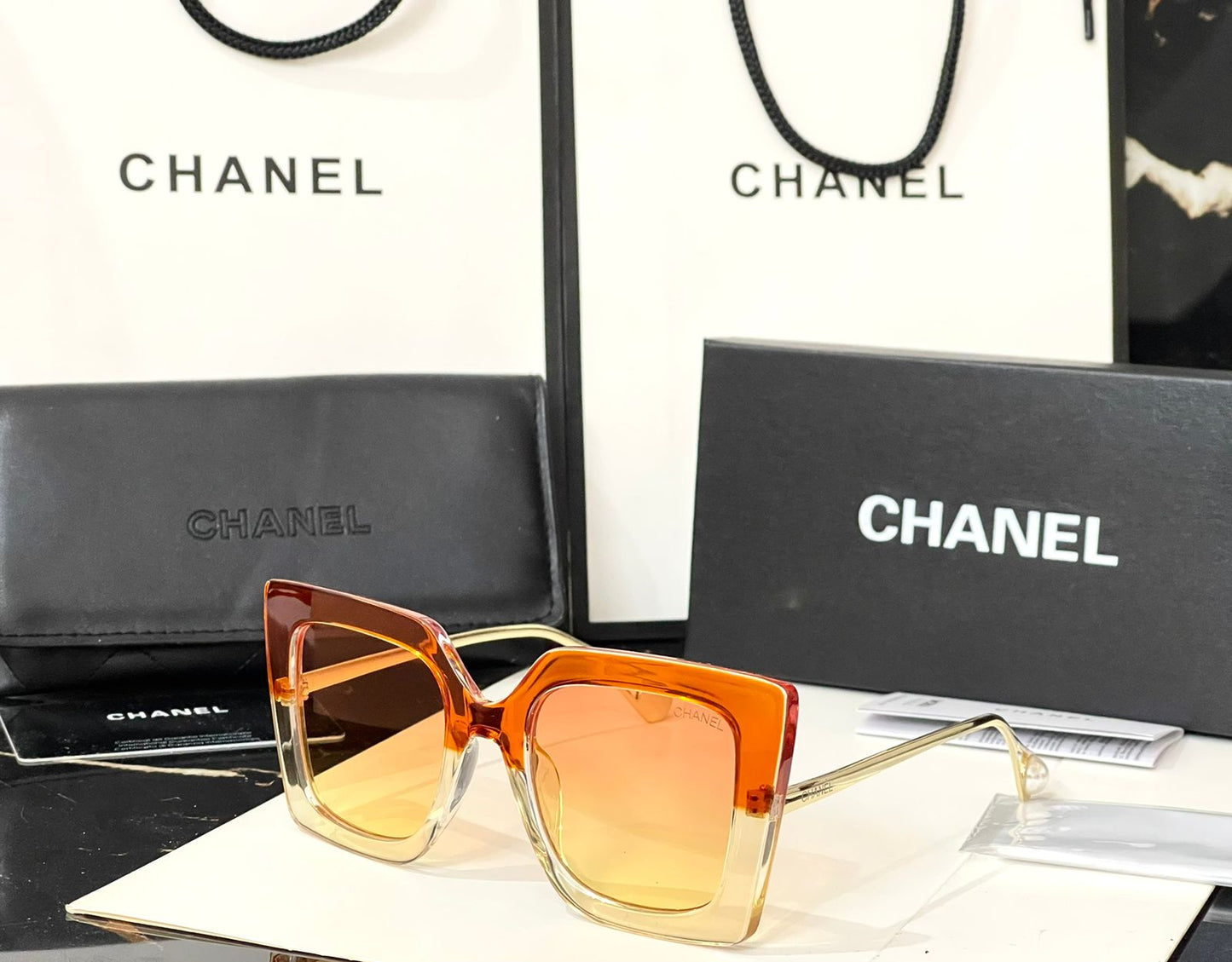 AHC Orange Frame Transparent Shade Unisex Sunglass