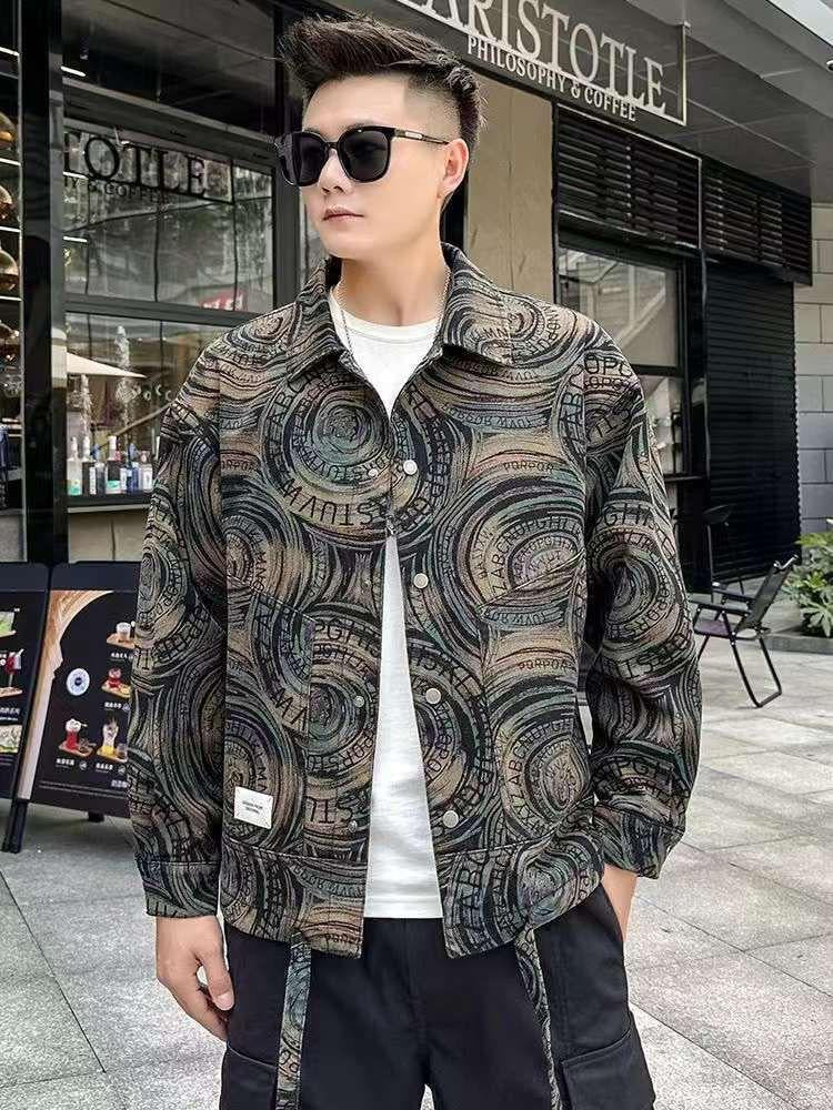 NIJ Black Green Brown Colour Printed Full Sleeve Shacket Shirt A8319