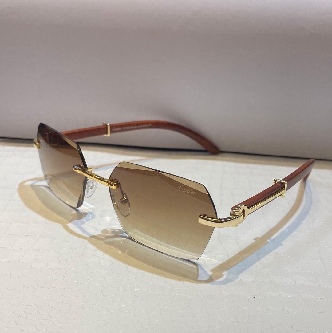 Rac Frameless Light Brown Shade Unisex Sunglasses