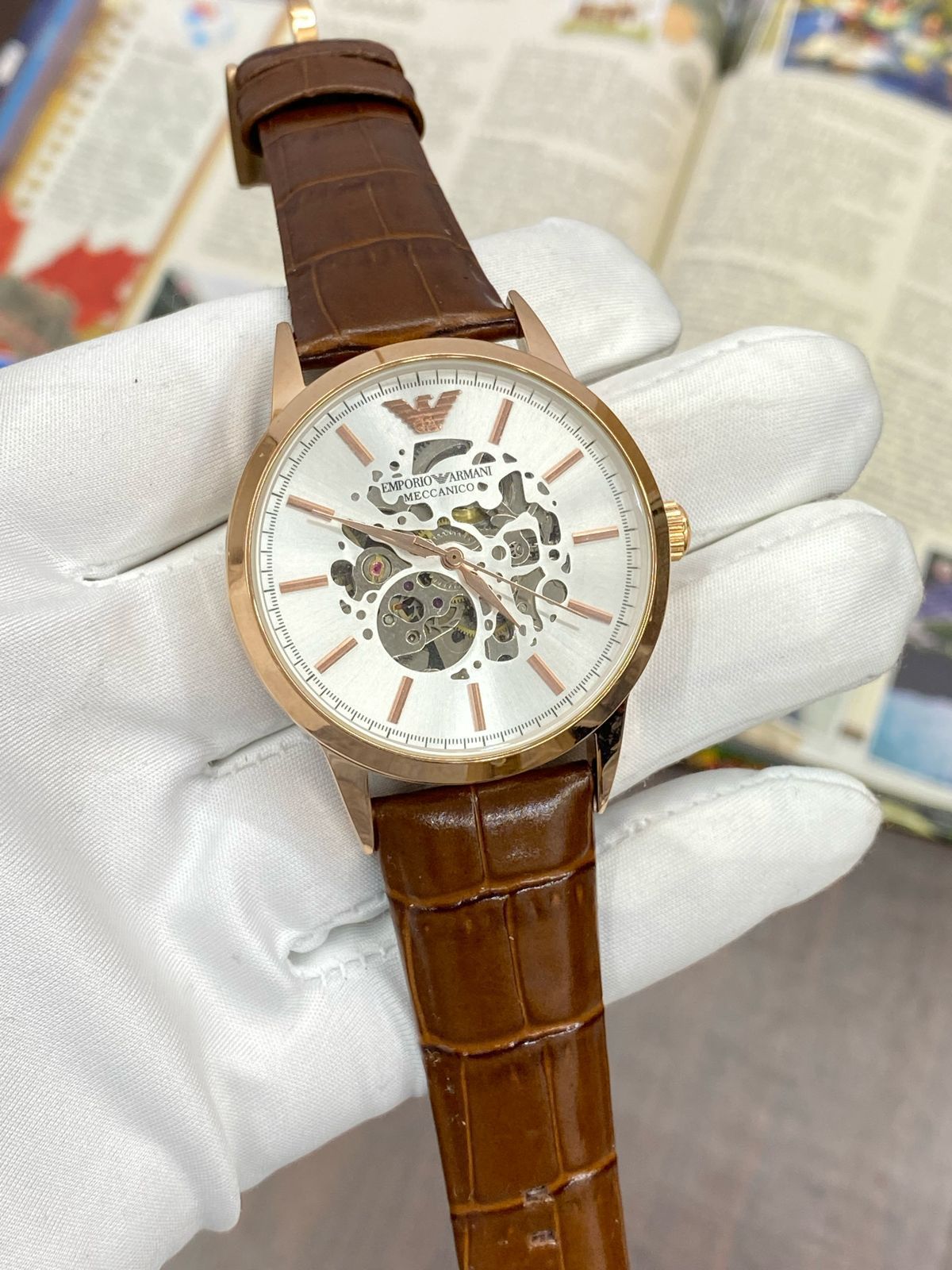 Mra Brown Leather Strap White Dial Automatic Men Watch 901832