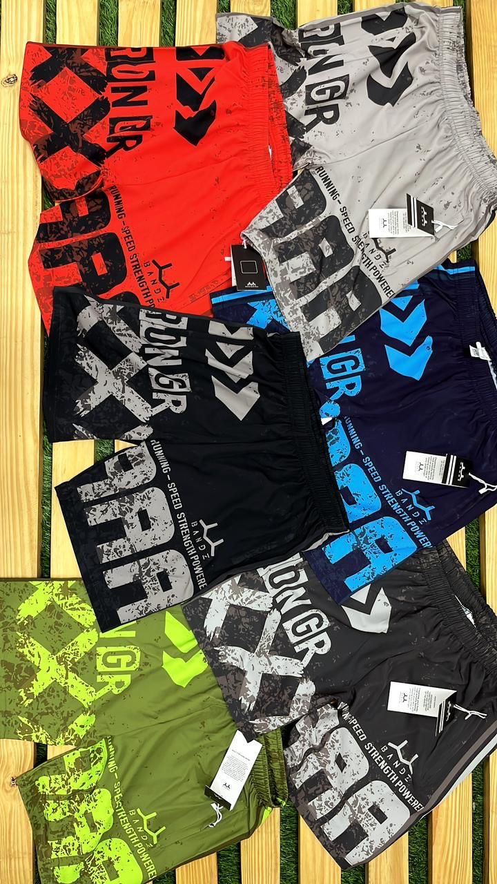 BANDZ Lite Grey Colour With Black Print Shorts 40755