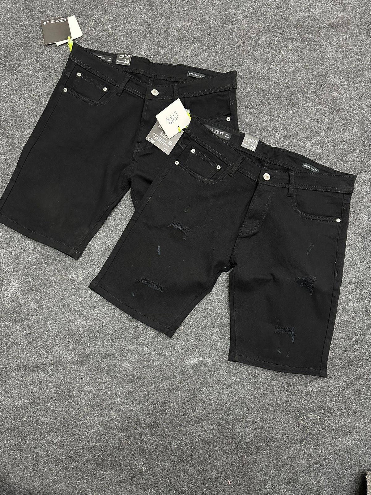 ZR RAZ Black Colour Rough Design Premium Quality Denim Short 88832