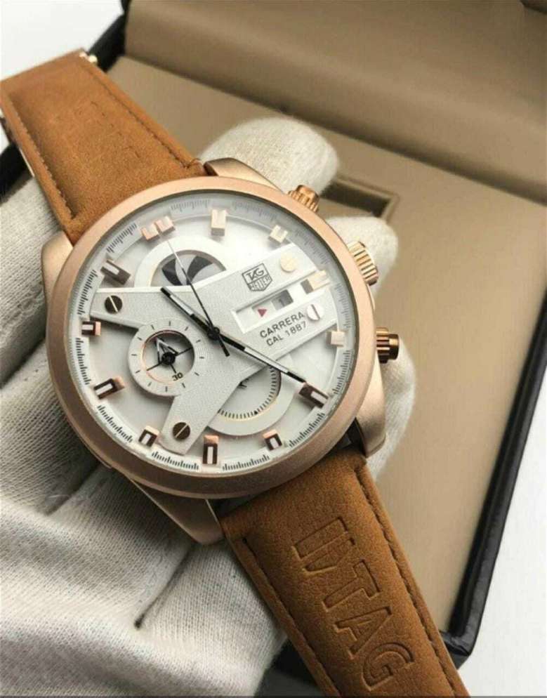 Gat Tan Strap White Dail Man Watch