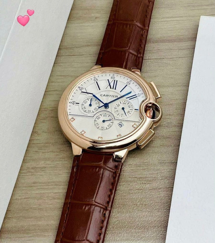 Rac Brown Leather Strap White Dail Men Watch 880028