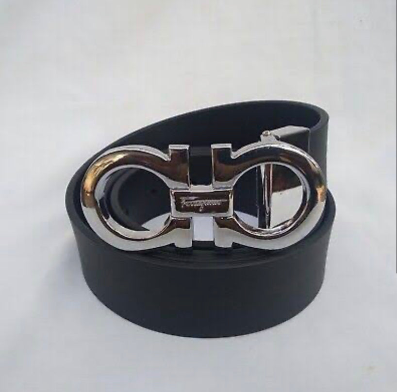 REF Multi Colour Buckle Black Leather Ladies Belt 87471