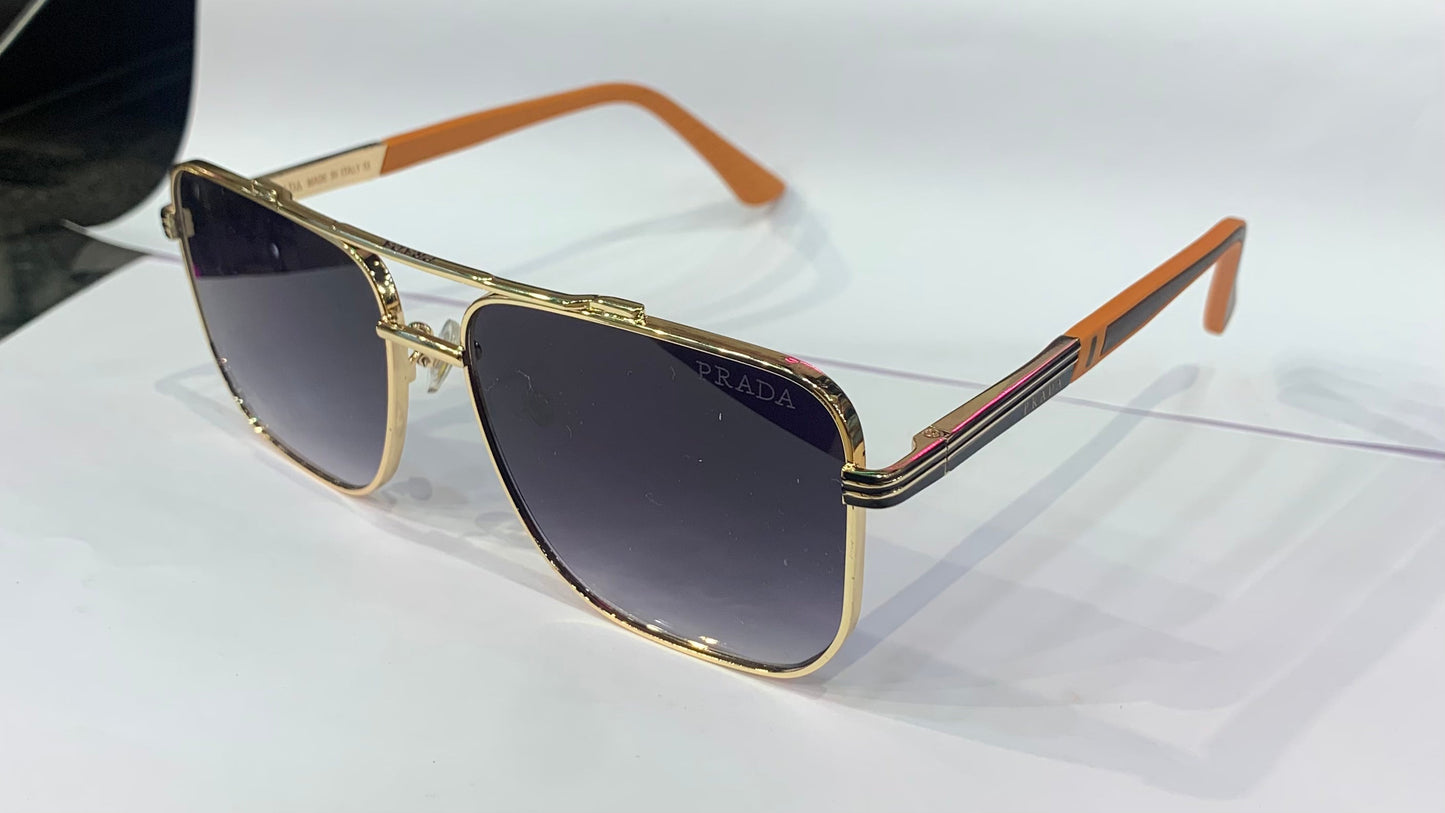 ARP PRA Gold Orange Frame Black Shade Unisex Sunglass 23206 59 14 142