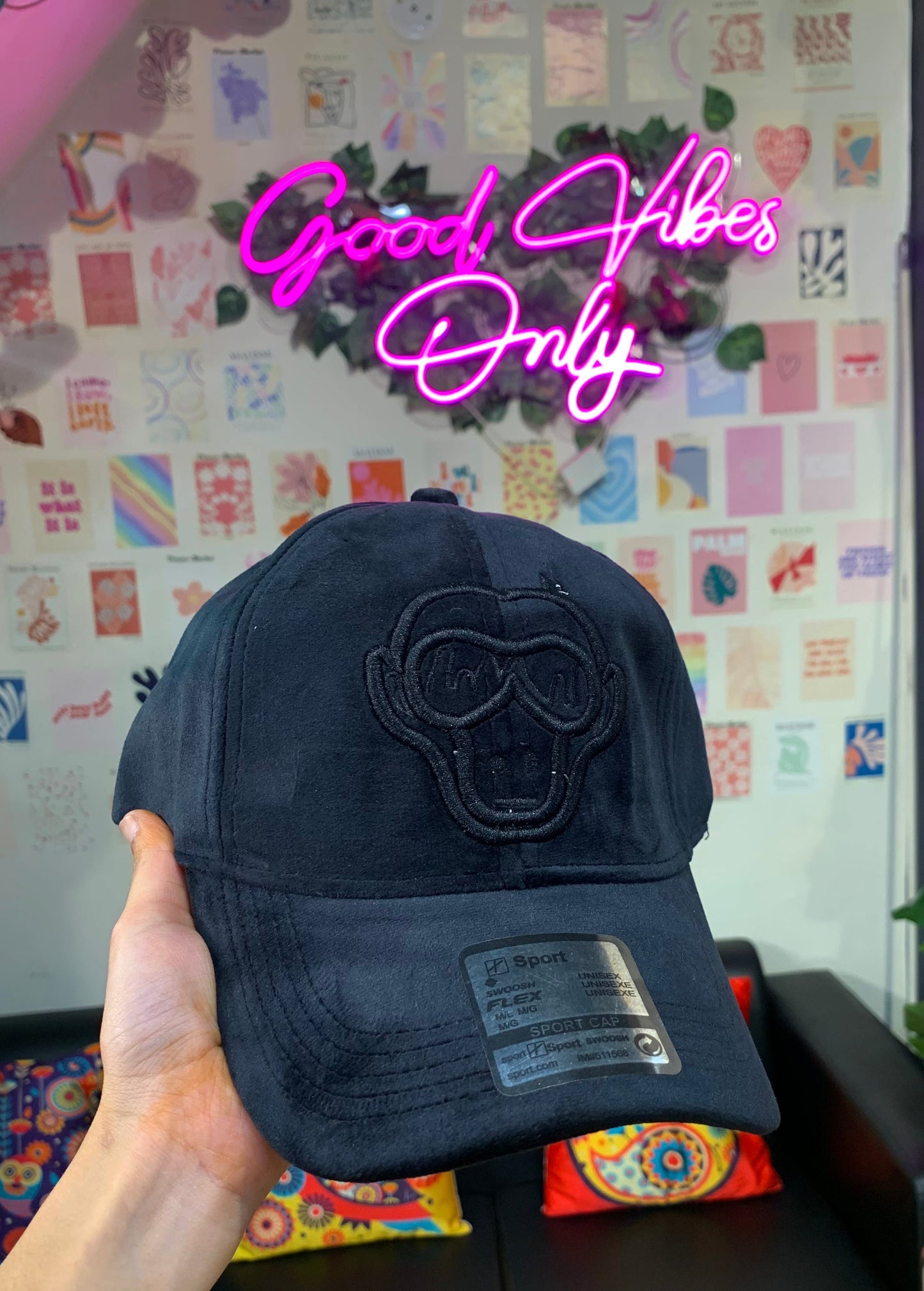 BRU Monkey Black Colour Velvet Fabric Premium Quality Cap 73008