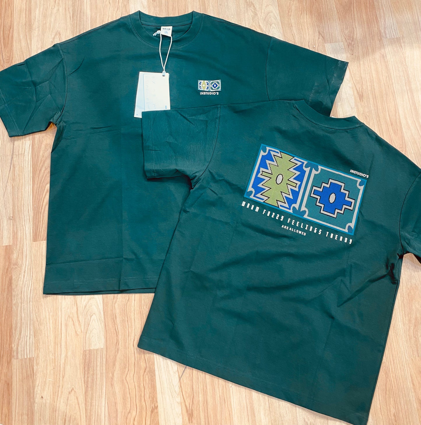 WEAR Olive Green Colour With Back Print Premium Oversized Tshirt 9234