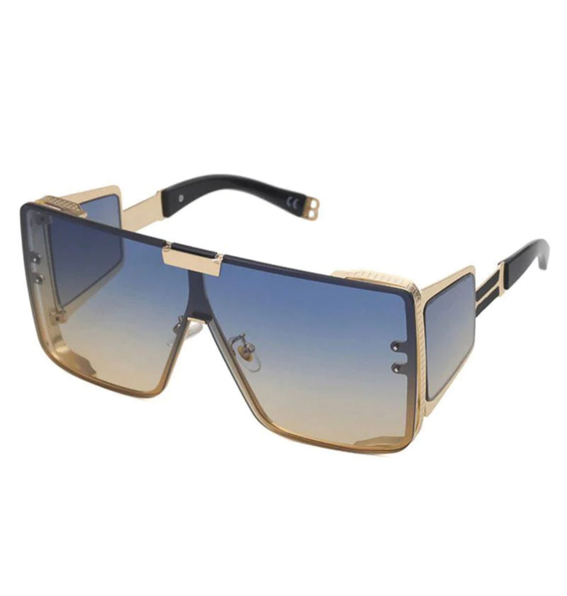 RUB Golden Frame Blue Yellow Shade Unisex Sunglass 50662 56 18-140