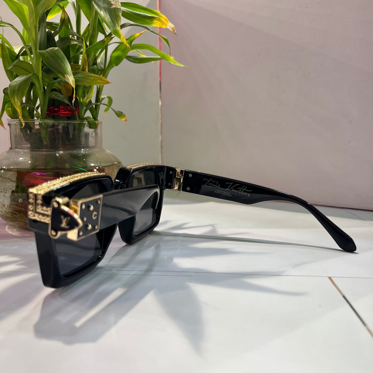 Uol Gold Black Frame Black Shade Heavy Quality Sunglass M96008WNC5819