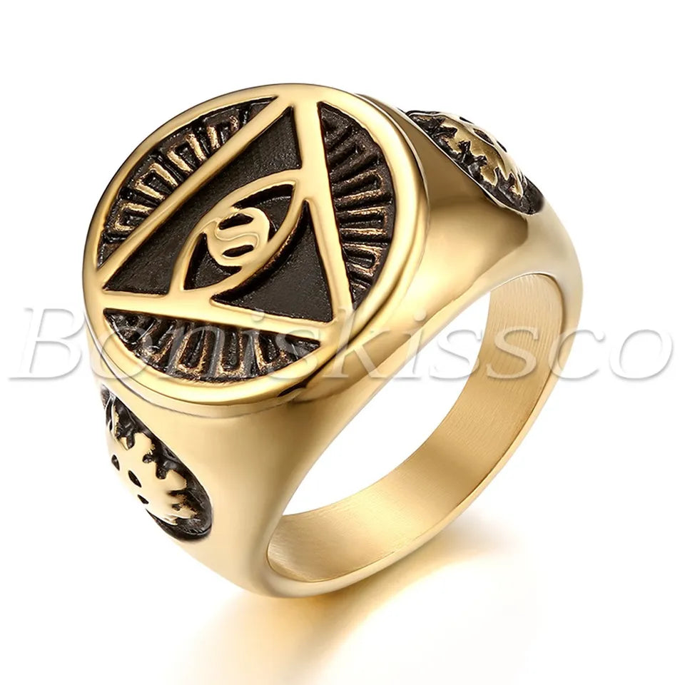 Gold Black Color Stainless Steel Premium Quality Men’s Ring 50342