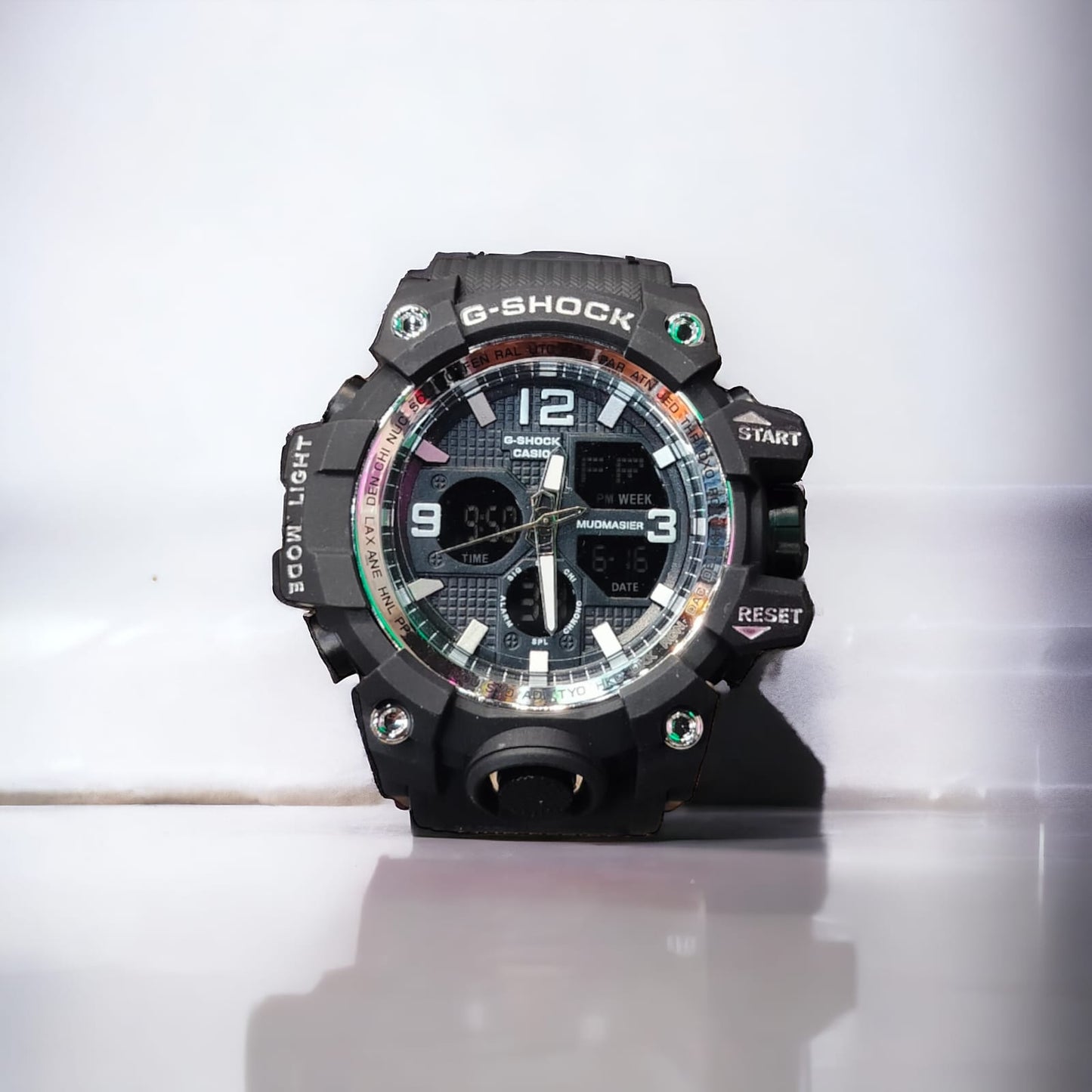 Oshg Black Strap Black Silver Dail Water Resistance Sports Watch 402113