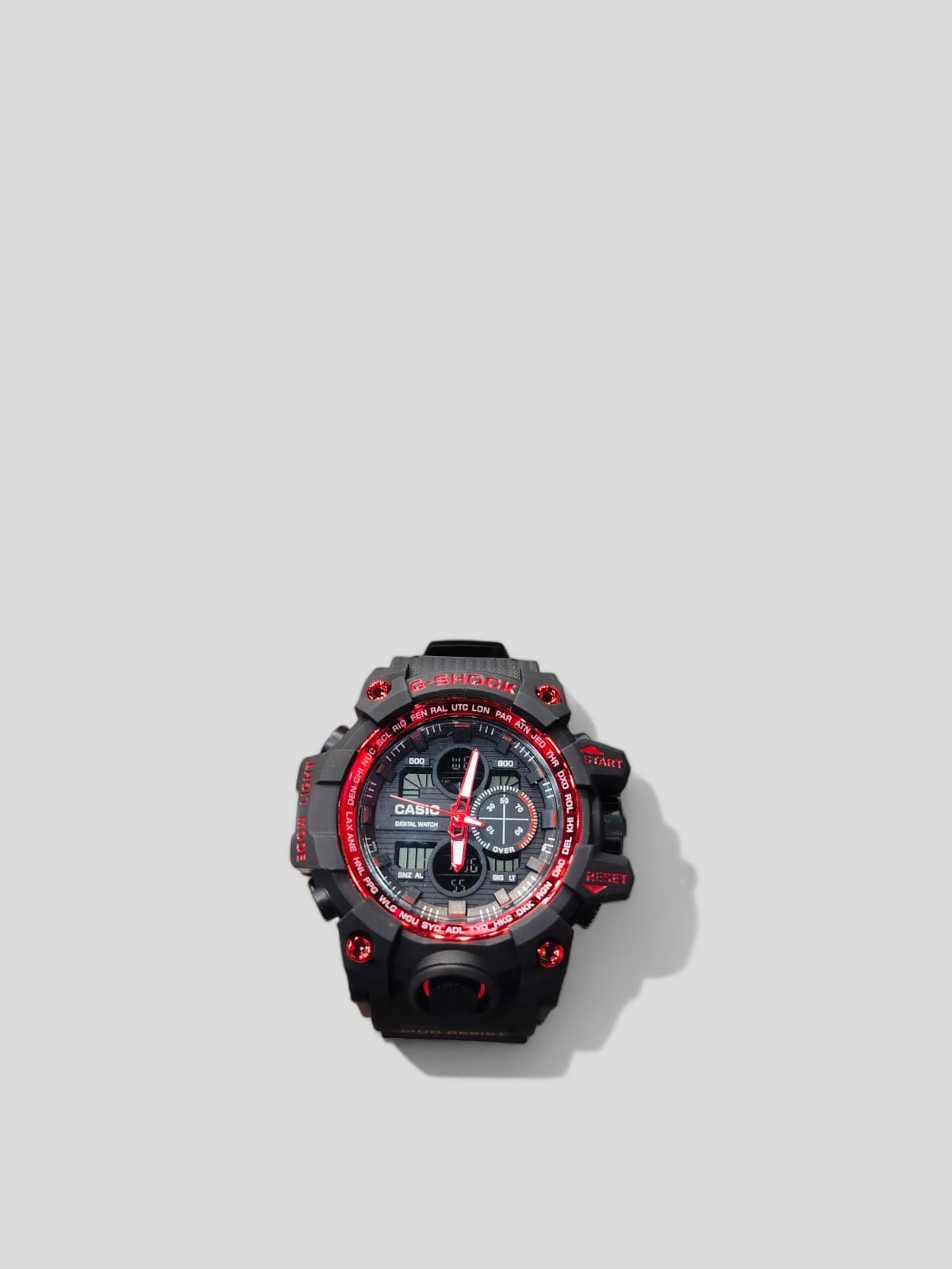 Oshg Black Strap Red Dail Water Resistance Sports Watch 402119